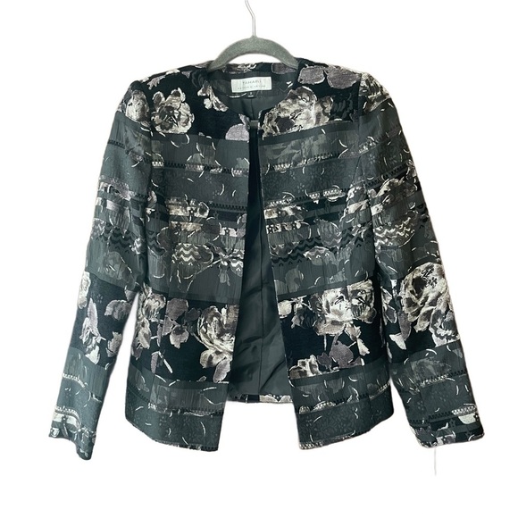 Tahari Jackets & Blazers - Tahari Textured Floral Velvet Metallic Clean Tailored Blazer Evening Jacket